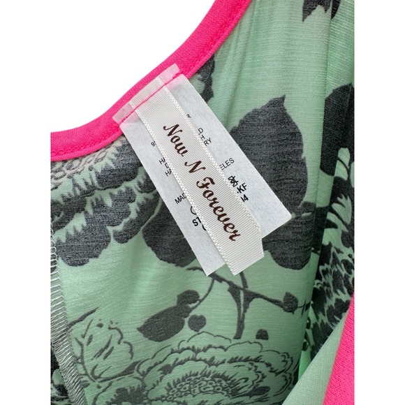 Now N‎  Forever Floral Criss Cross Back Dress Mint Black Pink S Travel Boho Chic - Picture 3 of 6